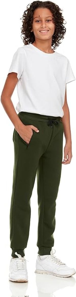 shoop children`s clothes PURE CHAMP 3Pk מכנסי טרנינג לבנים פליז אתלטי אימון ילדים בגדי ריצה לבנים עם כיס רוכסן ושרוך הידוק מידה 4-20