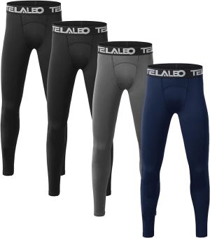shoop children`s clothes TELALEO מארז 1/2/3/4 מכנסי טייץ טייץ לבנים לנוער שכבת בסיס אתלטית לריצה הוקי כדורסל