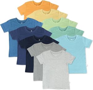 shoop children`s clothes HonestBaby חבילה מרובה חולצות טי שרוול קצר 100% כותנה אורגנית תינוקות, פעוטות, ילדים קטנים, בנים, בנות, יוניסקס