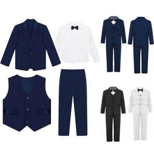 Baby Boy Kids Gentleman Baptism Suit Wedding Suits Party Suit 4pcs-