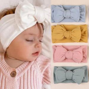Infant Baby Beanie Turban Hat Bow Knot Cap Head Wraps Kids Headband Soft UK