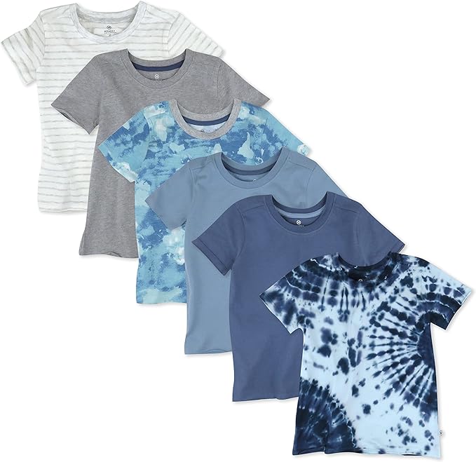 shoop children`s clothes HonestBaby חבילה מרובה חולצות טי שרוול קצר 100% כותנה אורגנית תינוקות, פעוטות, ילדים קטנים, בנים, בנות, יוניסקס